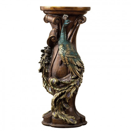 HMR - 32.5" Vintage Peacock Indoor Freestanding Planter in Multi-Colored