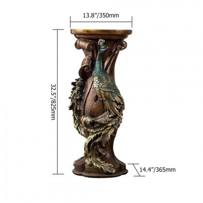 HMR - 32.5" Vintage Peacock Indoor Freestanding Planter in Multi-Colored