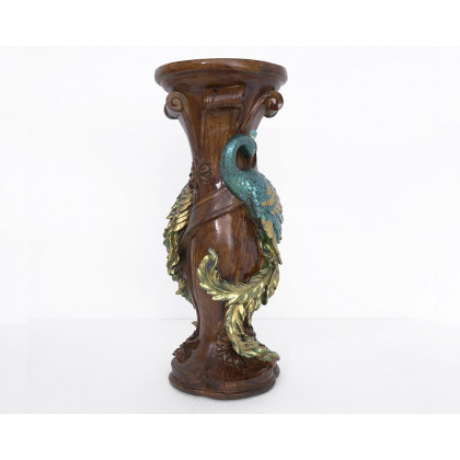 HMR - 32.5" Vintage Peacock Indoor Freestanding Planter in Multi-Colored