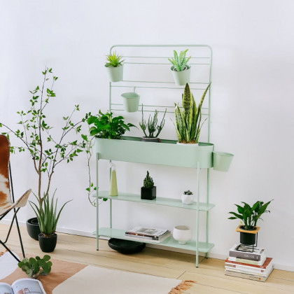 HMR - 3-Tier Rectangular Plant Stand Storage Shelf with Flowerpots