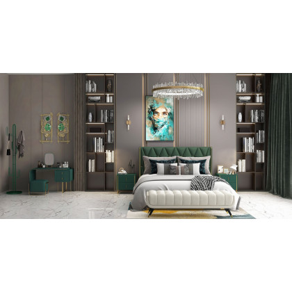 HMR - 2 Pieces Metal Leaf Framed Wall Decor in Gold and Green