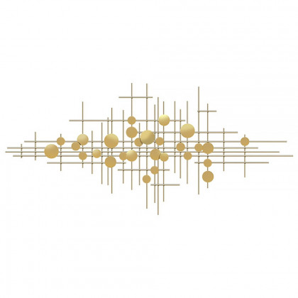 HMR - Metal Wall Decor Abstract Bar and Dots in Gold
