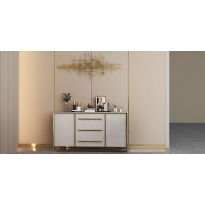HMR - Metal Wall Decor Abstract Bar and Dots in Gold