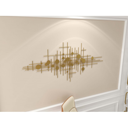 HMR - Metal Wall Decor Abstract Bar and Dots in Gold
