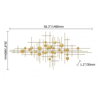 HMR - Metal Wall Decor Abstract Bar and Dots in Gold