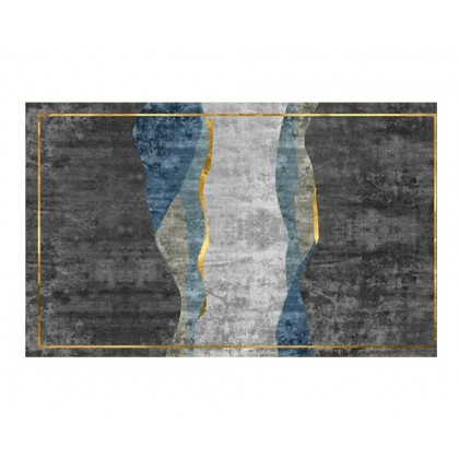 HMR Modern Abstract 5' x 7' Rectangle Area Rug - Gold/Gray, Style D