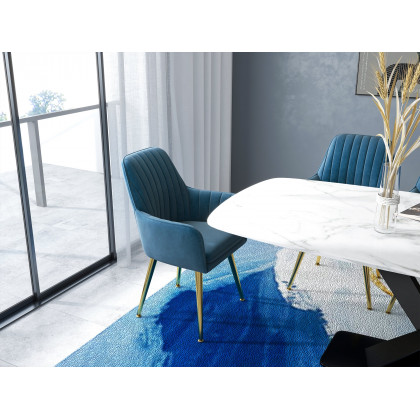 HMR - Abstract Rectangle Blue and Gold Rug in Print 1, 5.9" x 8.2"
