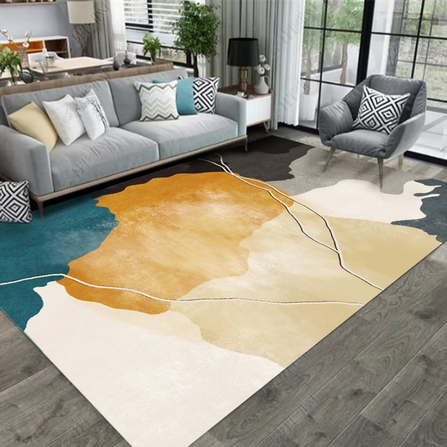 HMR - Rectangle Abstract Indoor Area Rug 5" x 7" in Ink
