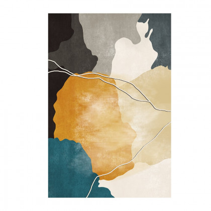 HMR - Rectangle Abstract Indoor Area Rug 5" x 7" in Ink