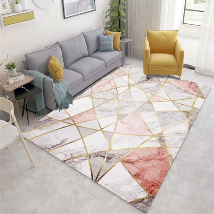 HMR - Abstract Rectangle Rug Indoor Area Rug in 5" x 7", Pink
