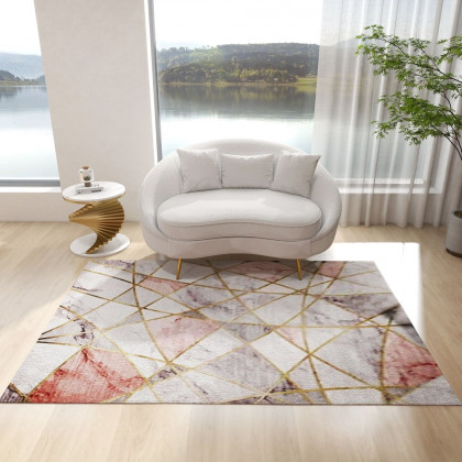 HMR - Abstract Rectangle Rug Indoor Area Rug in 5" x 7", Pink