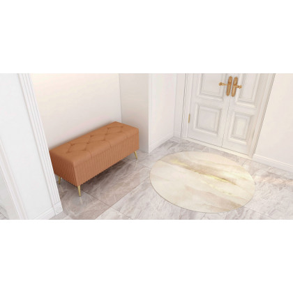 HMR Modern Abstract Round Indoor 4' x 4' Area Rug - Gray/Gold, Style B