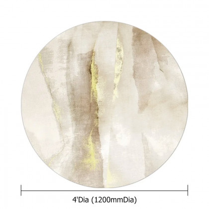 HMR Modern Abstract Round Indoor 4' x 4' Area Rug - Gray/Gold, Style B