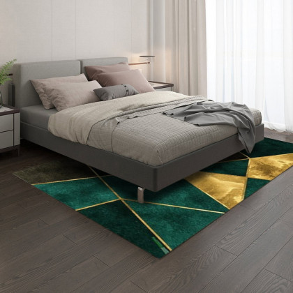 HMR Modern 5' x 7' Geometric Rectangular Area Rug - Green/Gold/Black