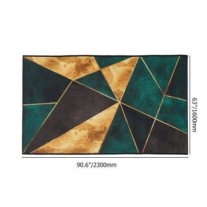 HMR Modern 5' x 7' Geometric Rectangular Area Rug - Green/Gold/Black