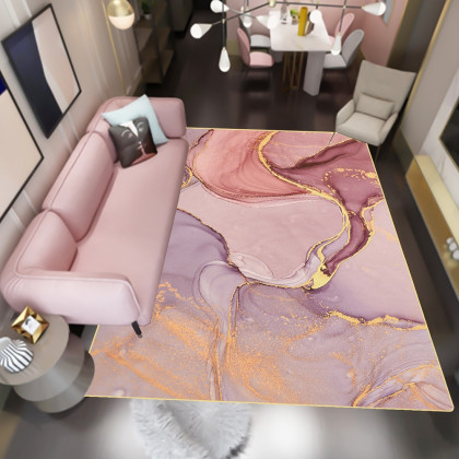 HMR Modern Abstract Rectangular 5' x 7' Area Rug - Pink/Gold/Gray