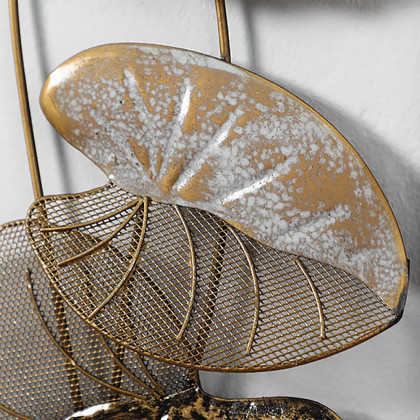 HMR - 2 Pieces Metal Lotus Leaves Wall Decor with Rectangle Frame in Black