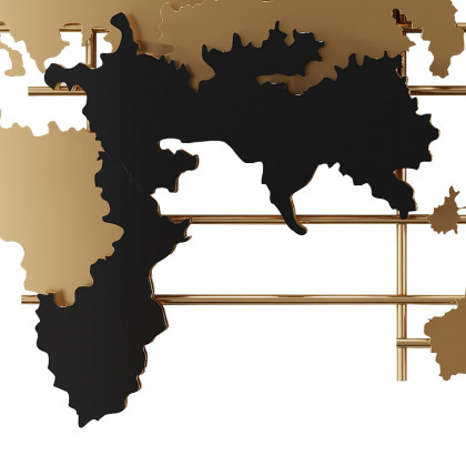 HMR - 3D Metal World Map Home Decor Art in Black and Yellow