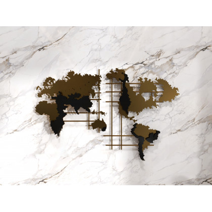HMR - 3D Metal World Map Home Decor Art in Black and Yellow