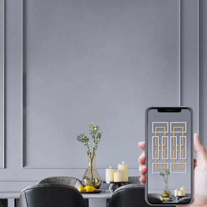 HMR - 2 Pieces Geometric Rectangle Metal Wall Decor in Gold and Silver