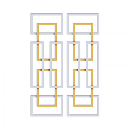 HMR - 2 Pieces Geometric Rectangle Metal Wall Decor in Gold and Silver