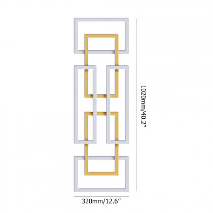 HMR - 2 Pieces Geometric Rectangle Metal Wall Decor in Gold and Silver