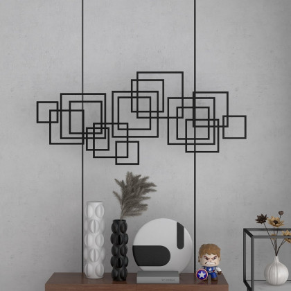 HMR - Rectangle Wall Decor Minimalist Metal Geometric in Black