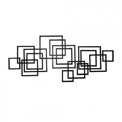 HMR - Rectangle Wall Decor Minimalist Metal Geometric in Black
