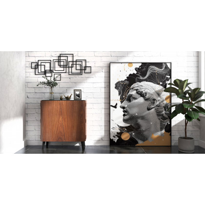 HMR - Rectangle Wall Decor Minimalist Metal Geometric in Black