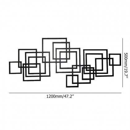 HMR - Rectangle Wall Decor Minimalist Metal Geometric in Black