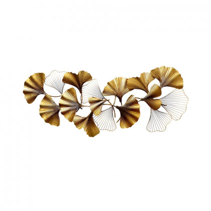 HMR - 3D Ginkgo Leaves Metal in 52"H x 23.6"W, Gold