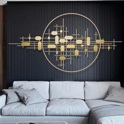 HMR - 3D Big Wall Decorative Metal Home Hanging Art in Gold