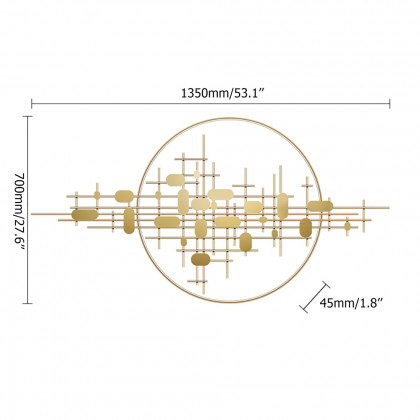 HMR - 3D Big Wall Decorative Metal Home Hanging Art in Gold