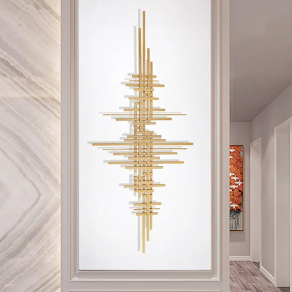 HMR - Geometric Lines Metal Wall Home Hanging Accent in Gold