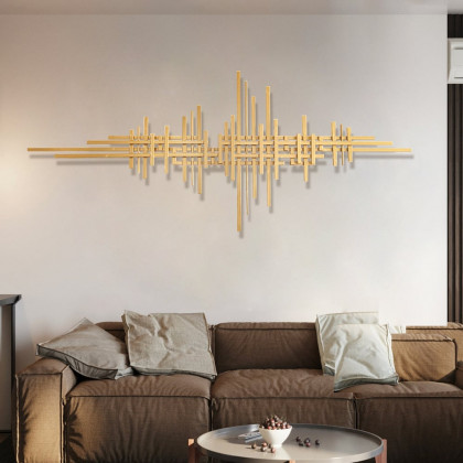 HMR - Geometric Lines Metal Wall Home Hanging Accent in Gold