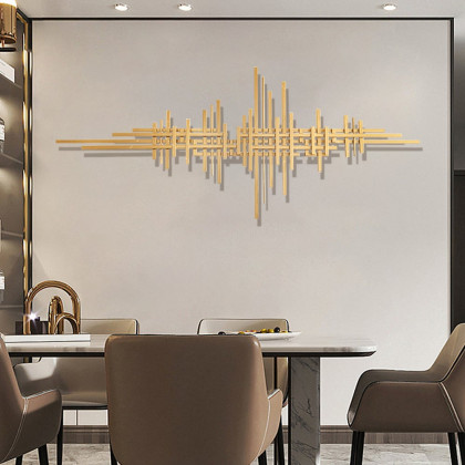 HMR - Geometric Lines Metal Wall Home Hanging Accent in Gold