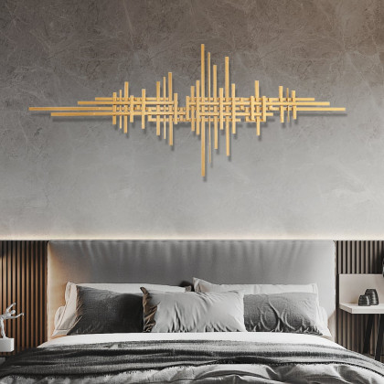 HMR - Geometric Lines Metal Wall Home Hanging Accent in Gold