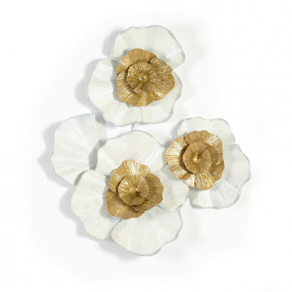 HMR - Metal Flower Wall Decor in Gold and White