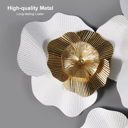 HMR - Metal Flower Wall Decor in Gold and White