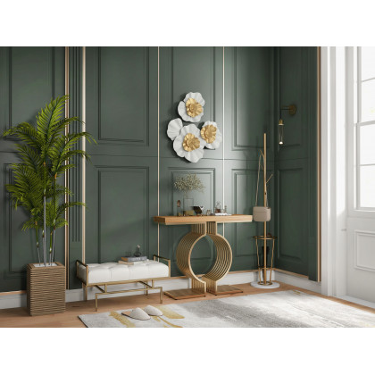 HMR - Metal Flower Wall Decor in Gold and White