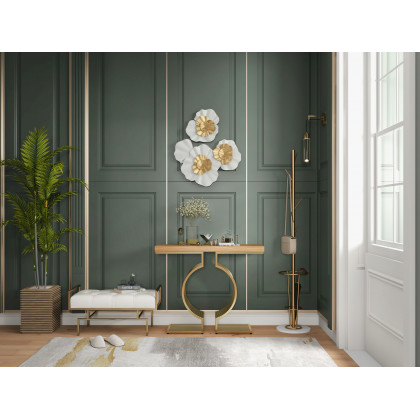 HMR - Metal Flower Wall Decor in Gold and White