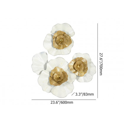 HMR - Metal Flower Wall Decor in Gold and White