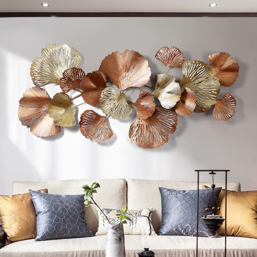 HMR - Farmhouse Ginkgo Leaves Wall Metal Art in Gold