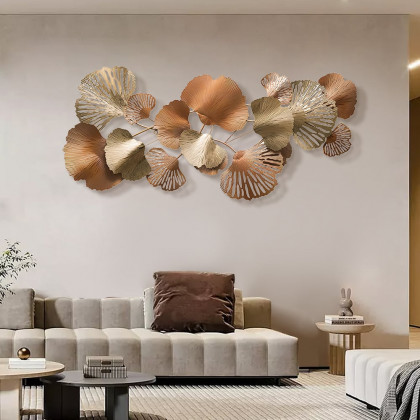 HMR - Farmhouse Ginkgo Leaves Wall Metal Art in Gold