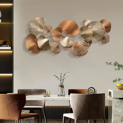 HMR - Farmhouse Ginkgo Leaves Wall Metal Art in Gold