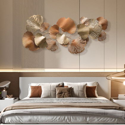 HMR - Farmhouse Ginkgo Leaves Wall Metal Art in Gold