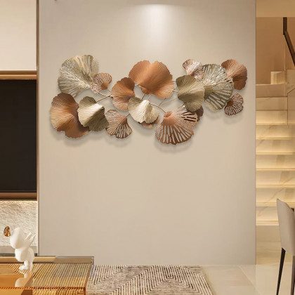 HMR - Farmhouse Ginkgo Leaves Wall Metal Art in Gold