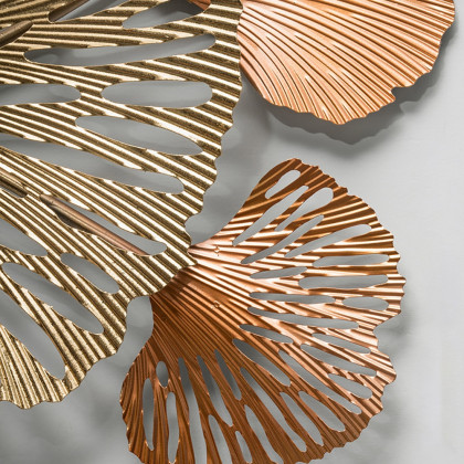 HMR - Farmhouse Ginkgo Leaves Wall Metal Art in Gold