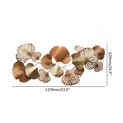 HMR - Farmhouse Ginkgo Leaves Wall Metal Art in Gold