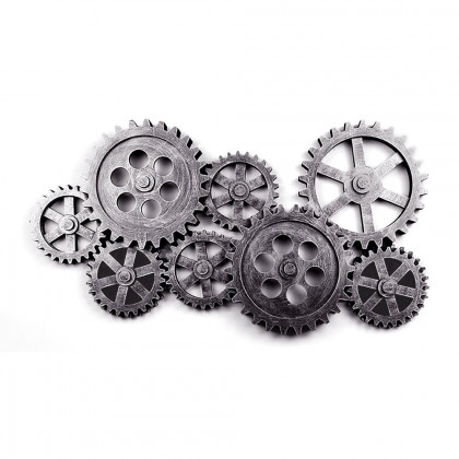 HMR - Distressed Wall Decor with Gear Design in Silver